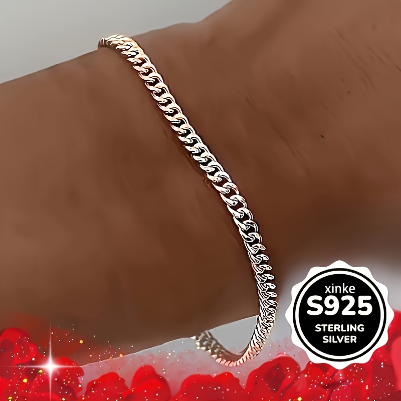 5pc S925 Silver Bracelet Set, Trendy Layering Styles